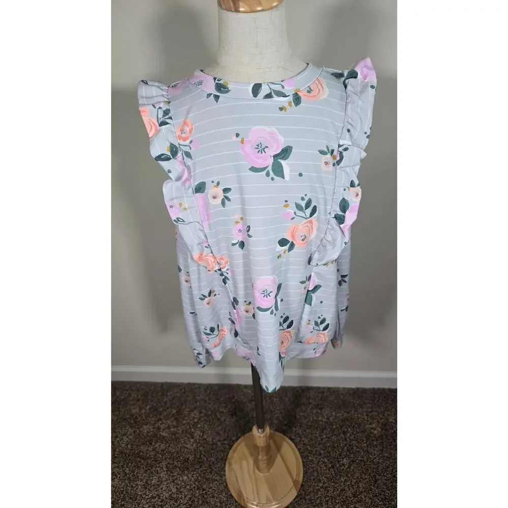 Bailey Lane Floral French Terry Pull Over and Skirt Set Size M 8 - 10